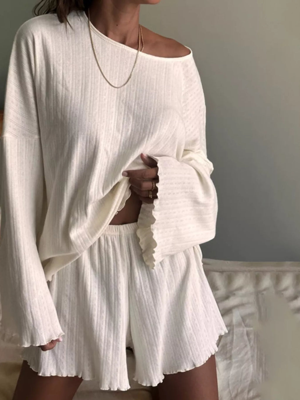 Women's Loungewear Set – Ribbed Knit Two-Piece