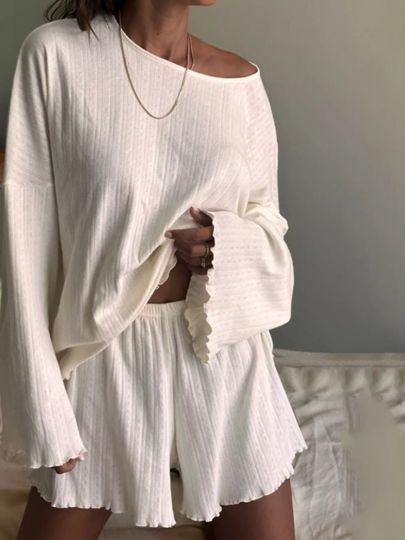 Women's Loungewear Set – Ribbed Knit Two-Piece