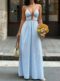 Striped Halter Neck Maxi Dress Trendsi
