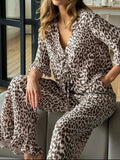 Leopard Print Lounge Set with Ruffle Trim in Cotton