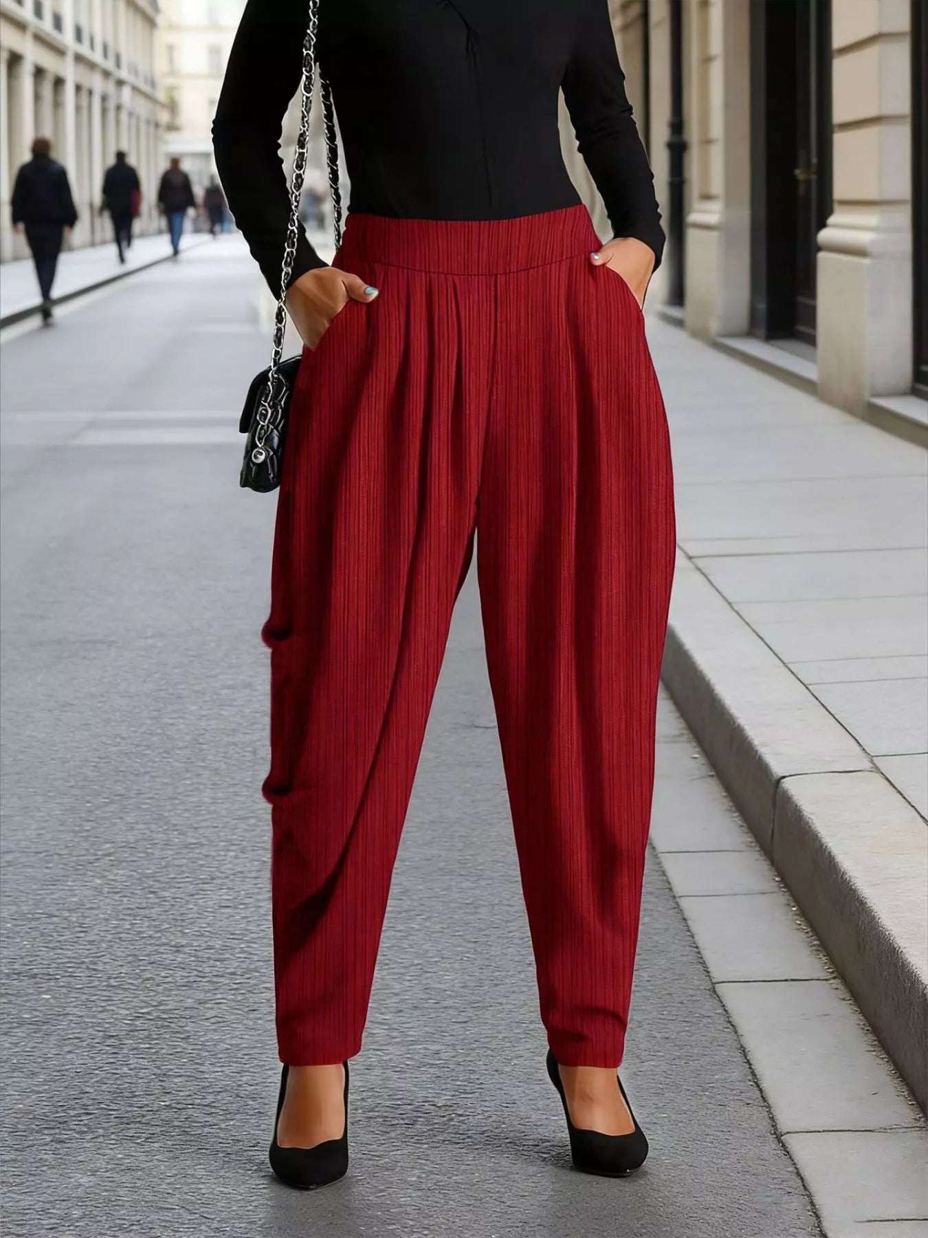 Women's Plus Size Elastic Waist Casual Pants