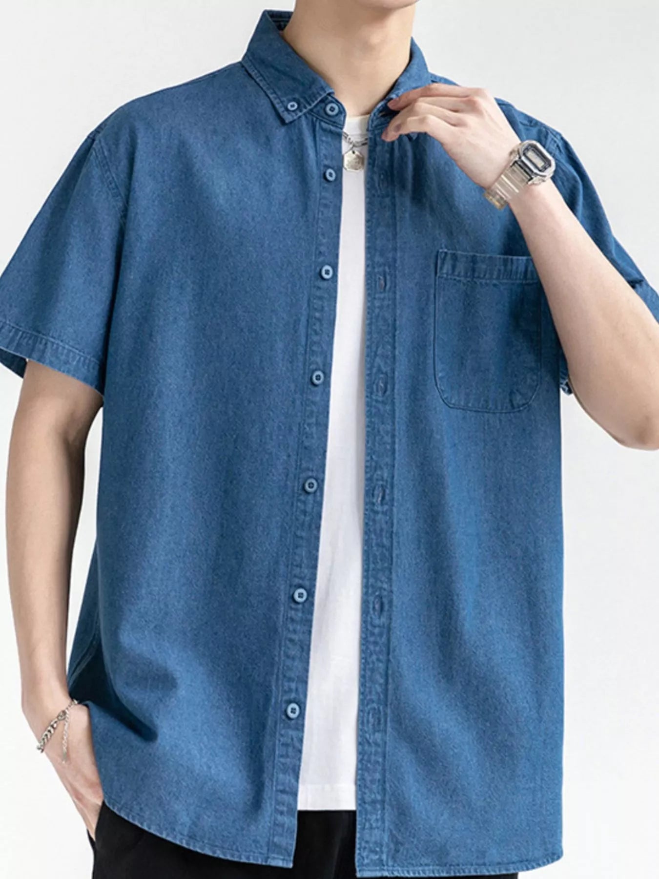 Men's Plus Size Casual Denim Shirt