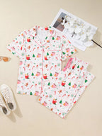 Women's Pajama Set – Holiday Print Blush