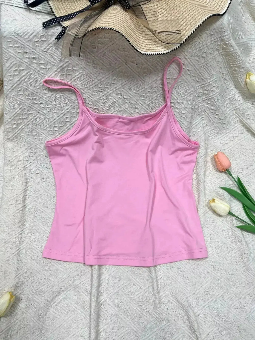Solid Color Scoop Neck Cami by Parfymia