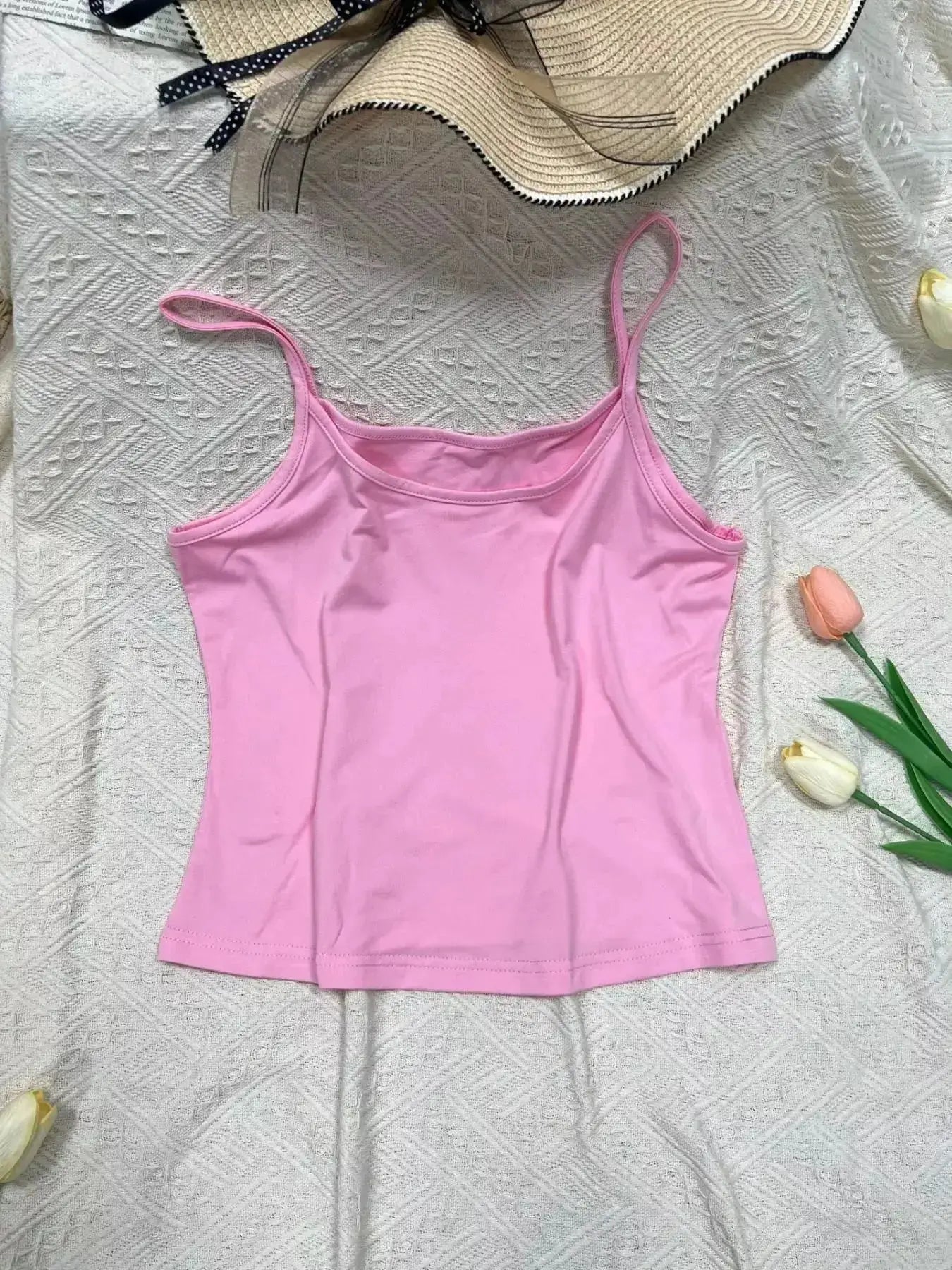 Solid Color Scoop Neck Cami by Parfymia