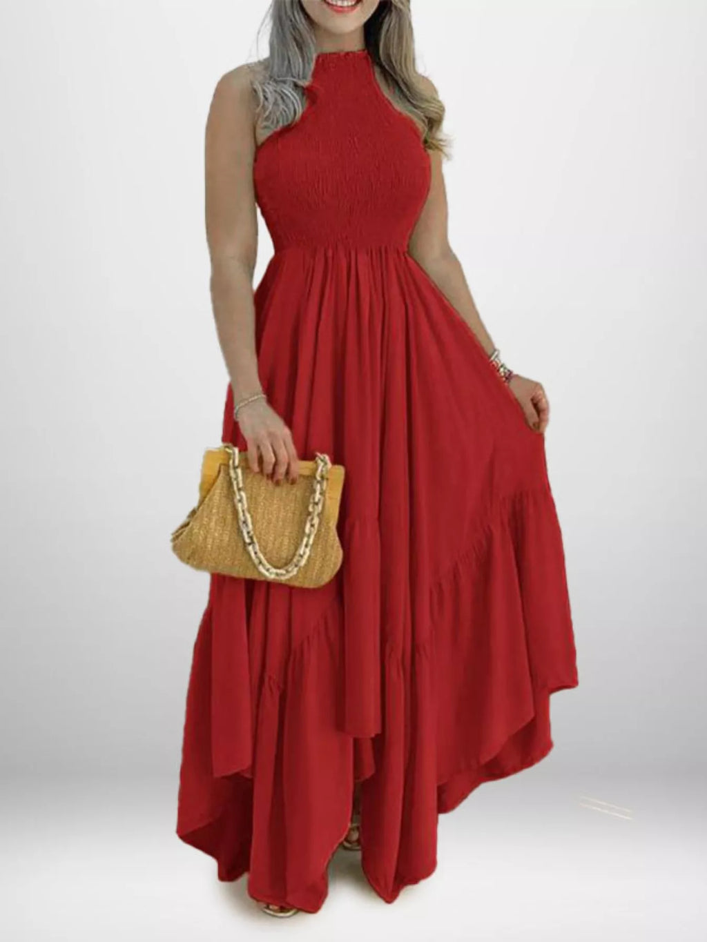 Women's Maxi Dress – Smocked Sleeveless