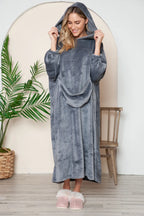 Women's Hooded Midi Lounge Dress with Pockets