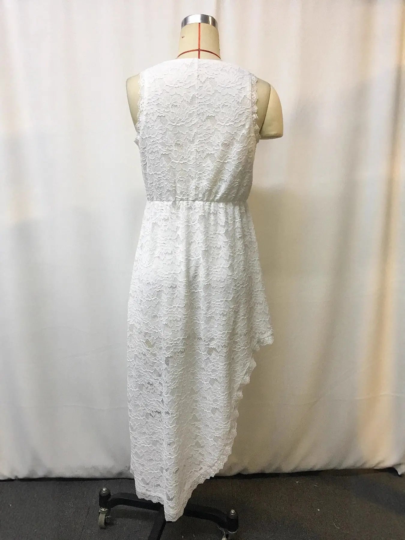 Full Size Asymmetrical Hem Sleeveless Lace Dress Plus Size Trendsi