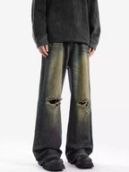 Men's Wide Leg Jeans – Distressed Blue