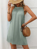 Textured Grecian Neck Mini Dress Trendsi