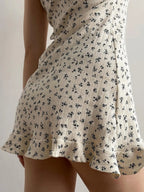 Women's Lounge Dress – Floral Print Ruffle Hem