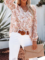 Women's Floral Print V-Neck Blouse Plus Size