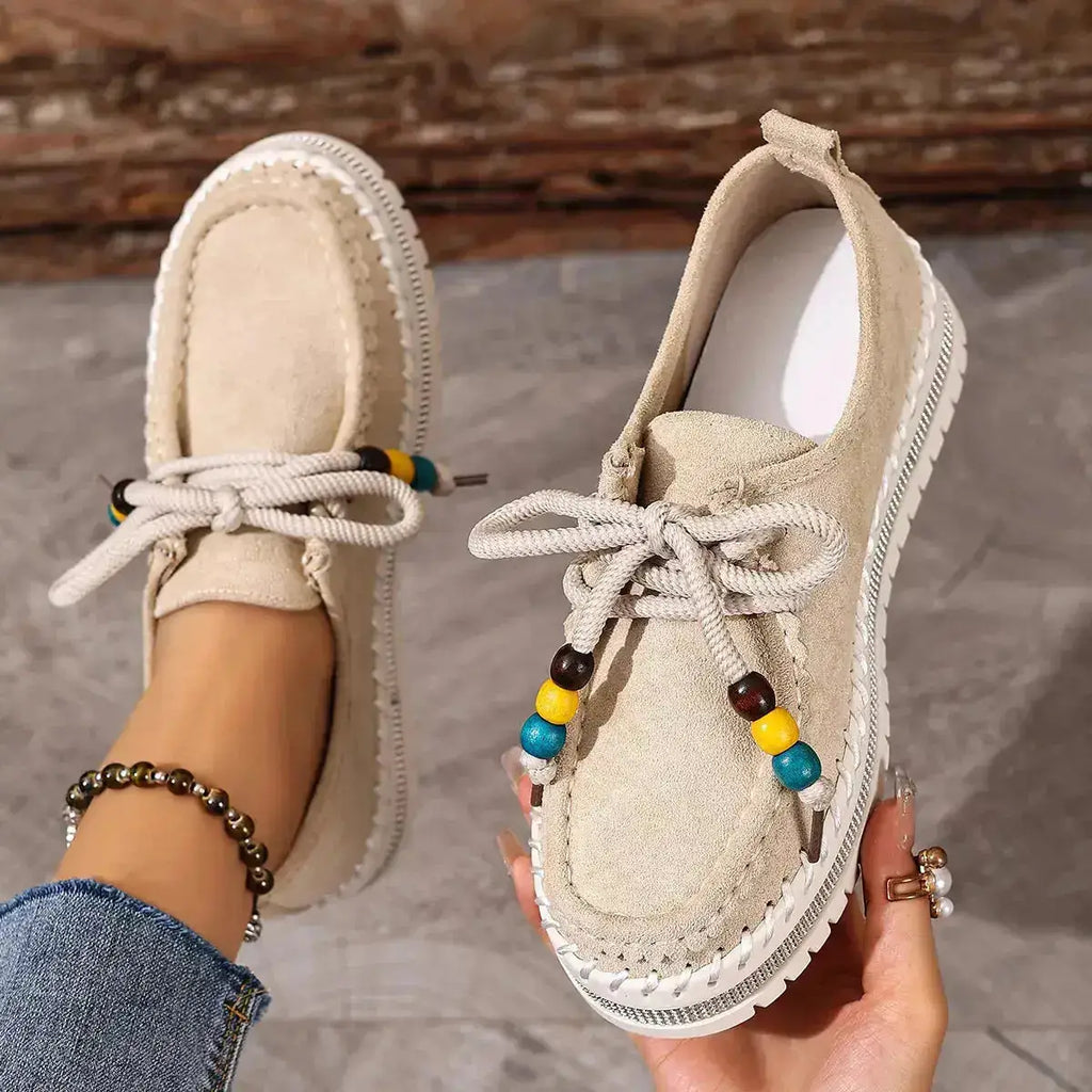 Stylish Suede Round Toe Platform Loafers by Parfymia
