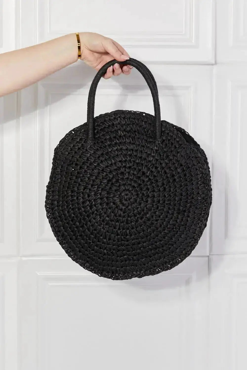 Black Straw Rattan Handbag by Justin Taylor by Parfymia