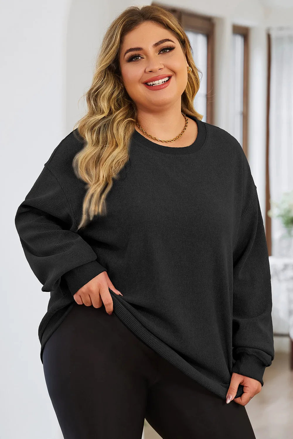 Women's Plus Size Sweatshirt – Dropped Shoulder