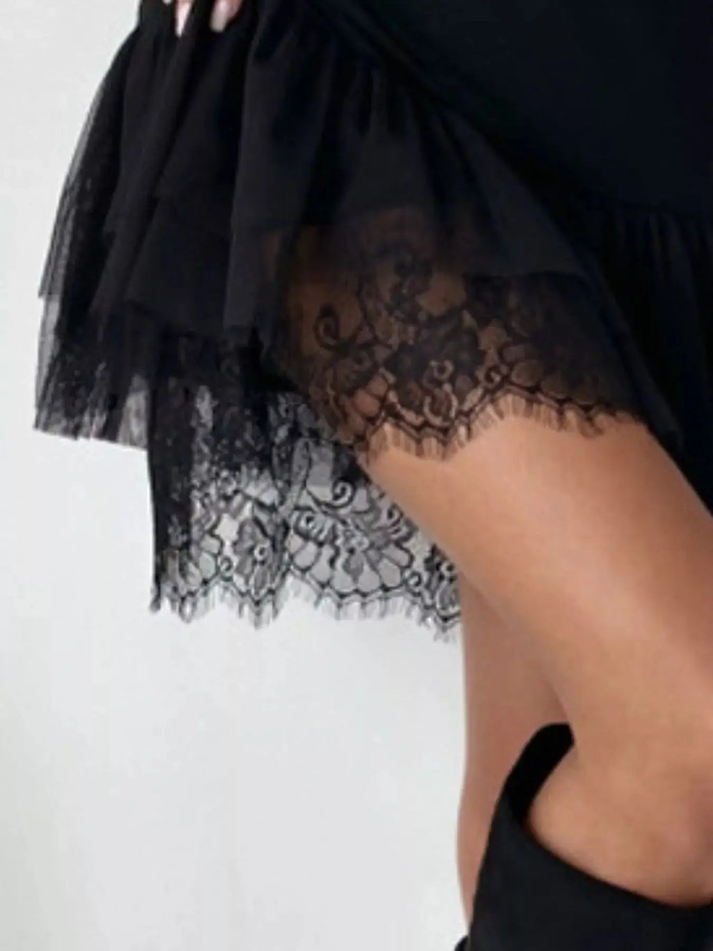 Sleeveless Tulle Hem Mini Dress Trendsi