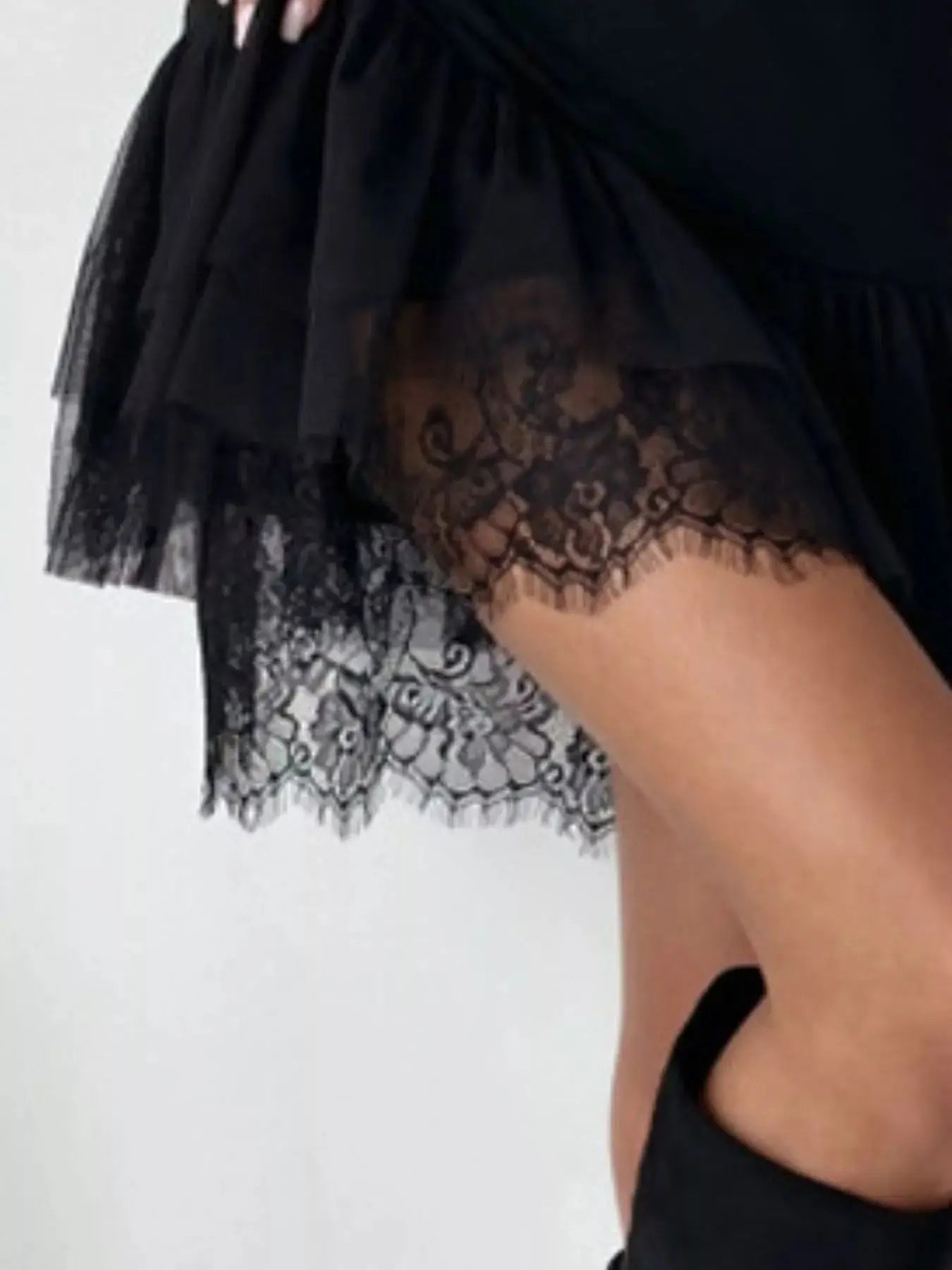 Sleeveless Tulle Hem Mini Dress Trendsi