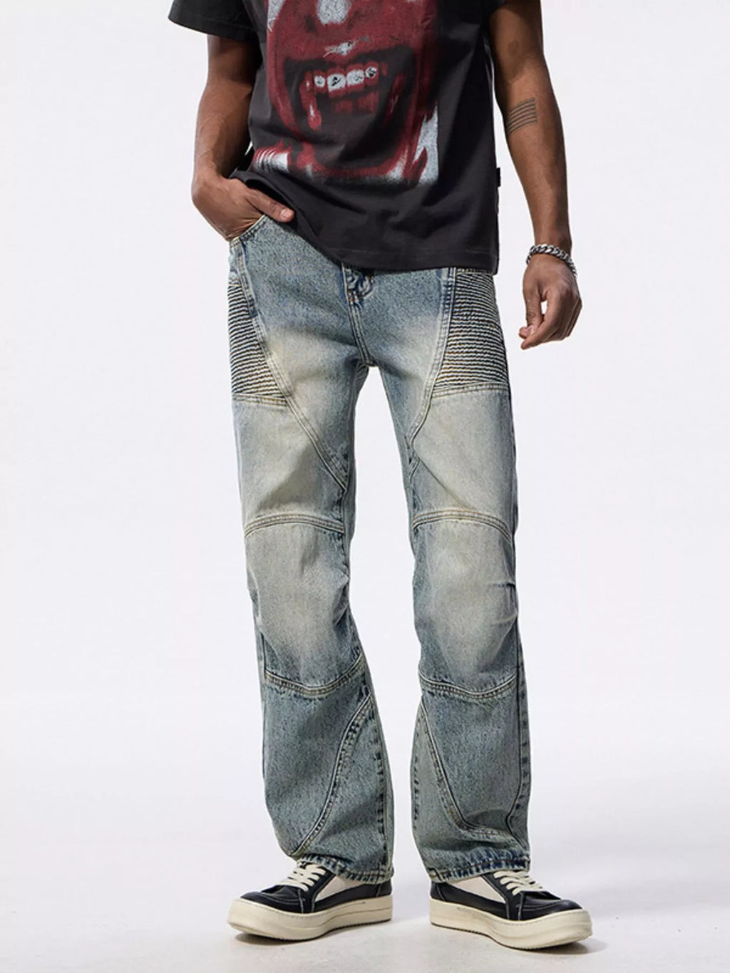 Men's Wide Leg Jeans – Washed Light Blue
