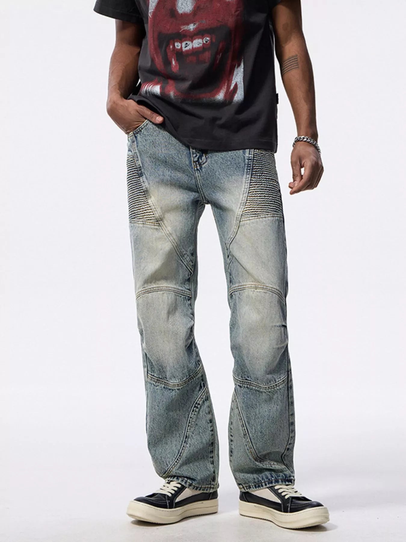 Men's Wide Leg Jeans – Washed Light Blue