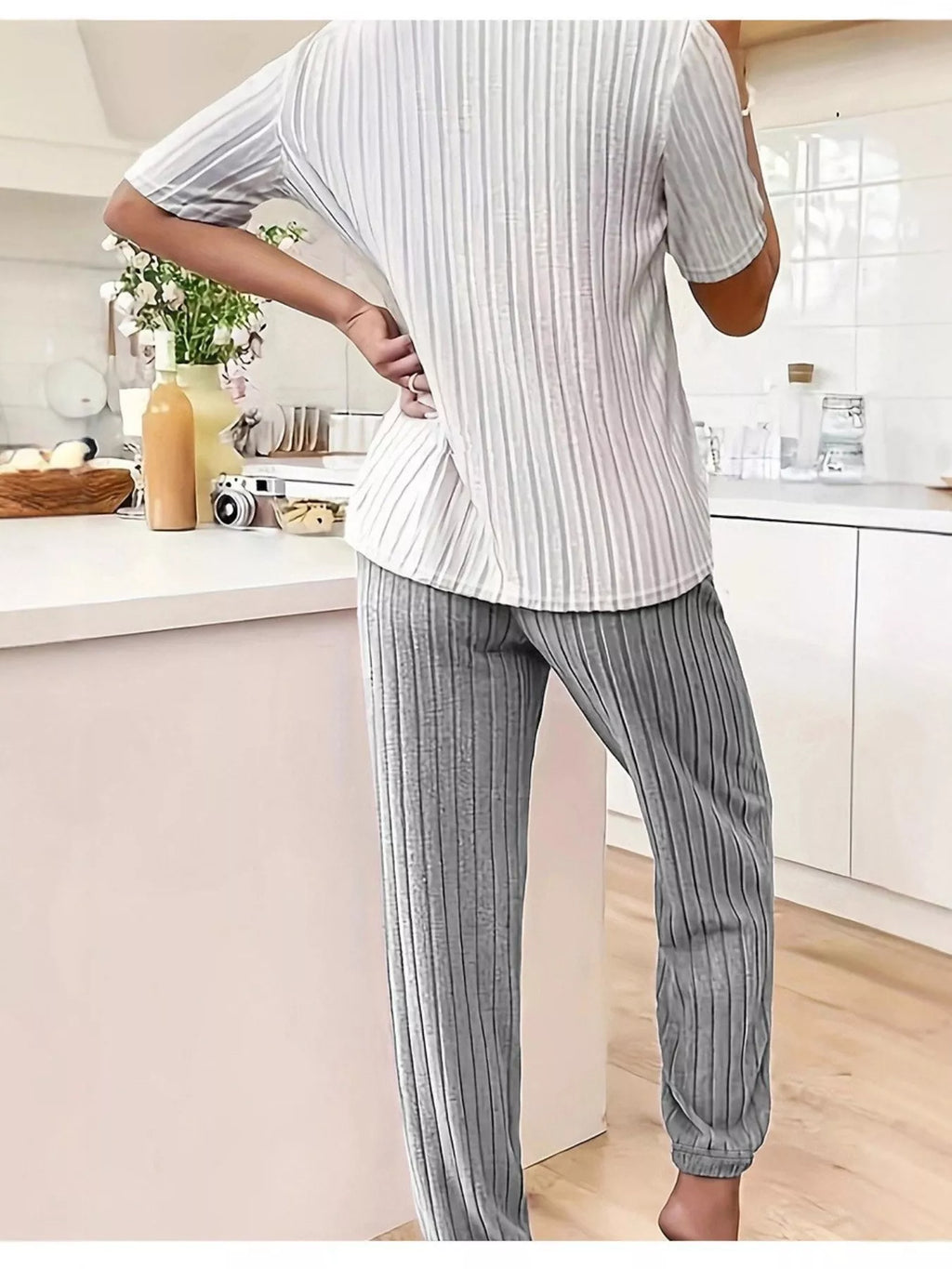 Women's Loungewear Heart Ribbed Knit Set