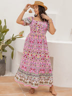 Women's Plus Size Printed Square Neck Dress