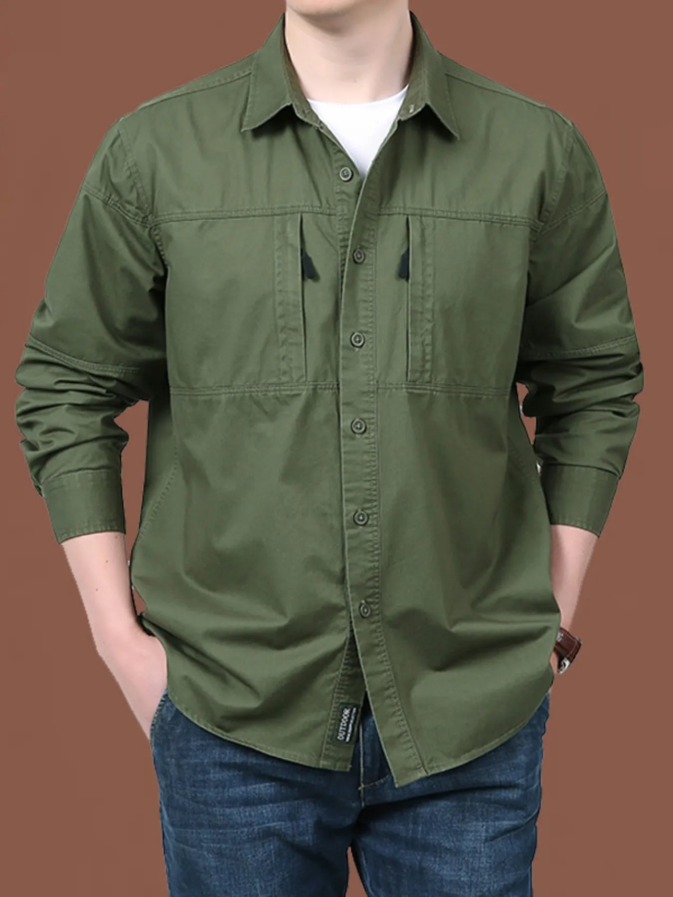 Men's Plus Size Casual Long-Sleeve Shirt