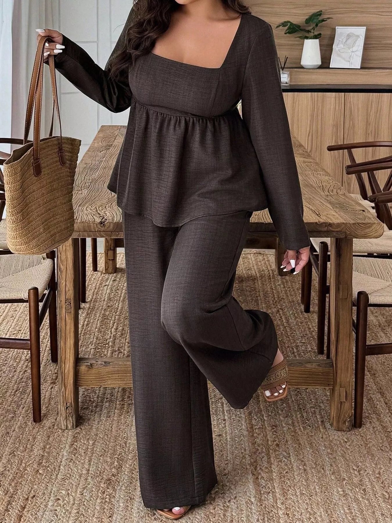 Women's Plus Size Pants Two-Piece Set