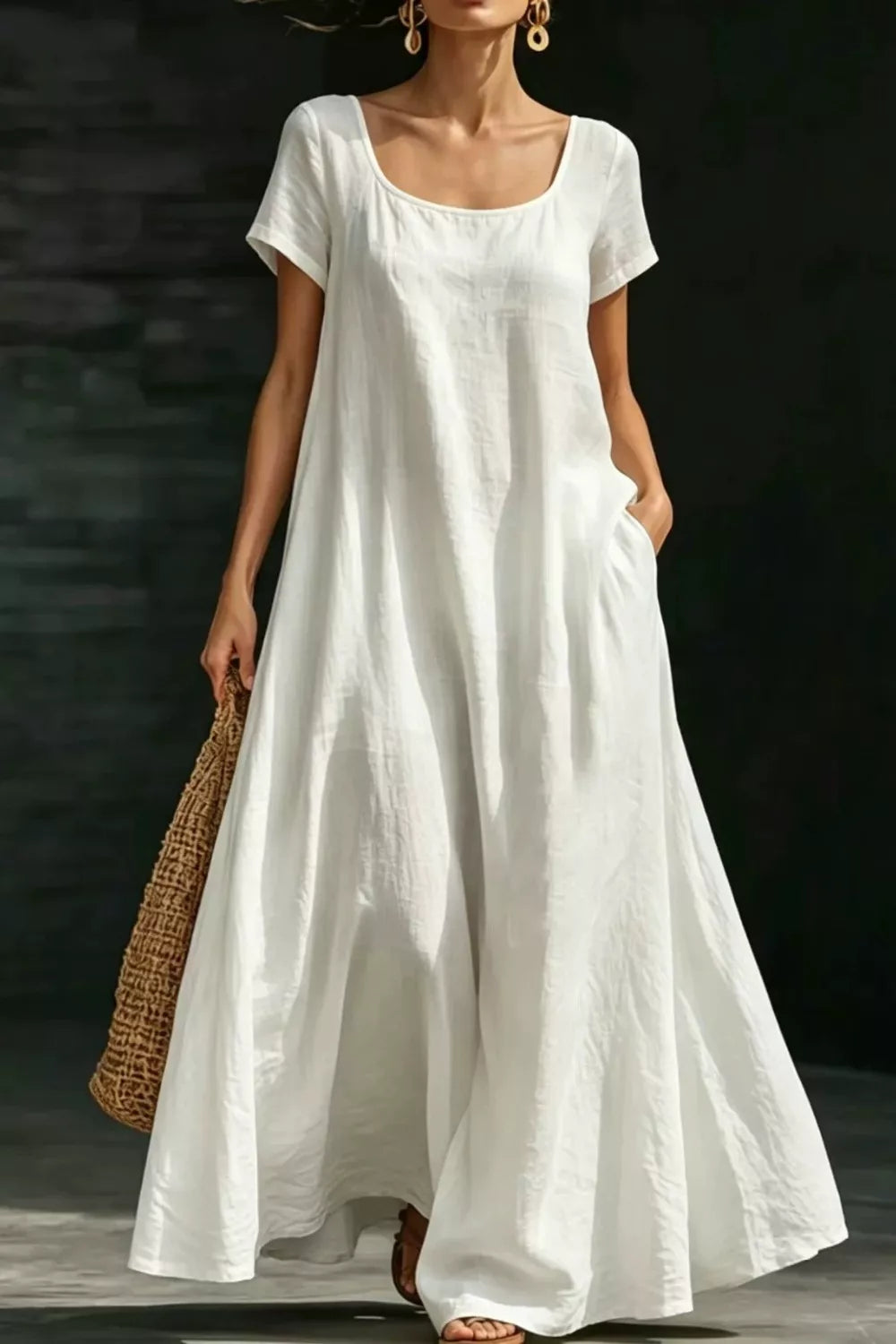 Women's Maxi Dress – Loose Casual Short Sleeve