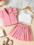 Girls Cami Top And Button Detail Pleated Skirt Set — Parfymia