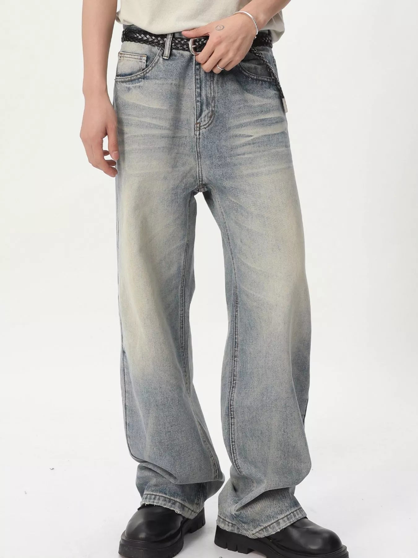 Men's Wide Leg Jeans – Vintage Wash