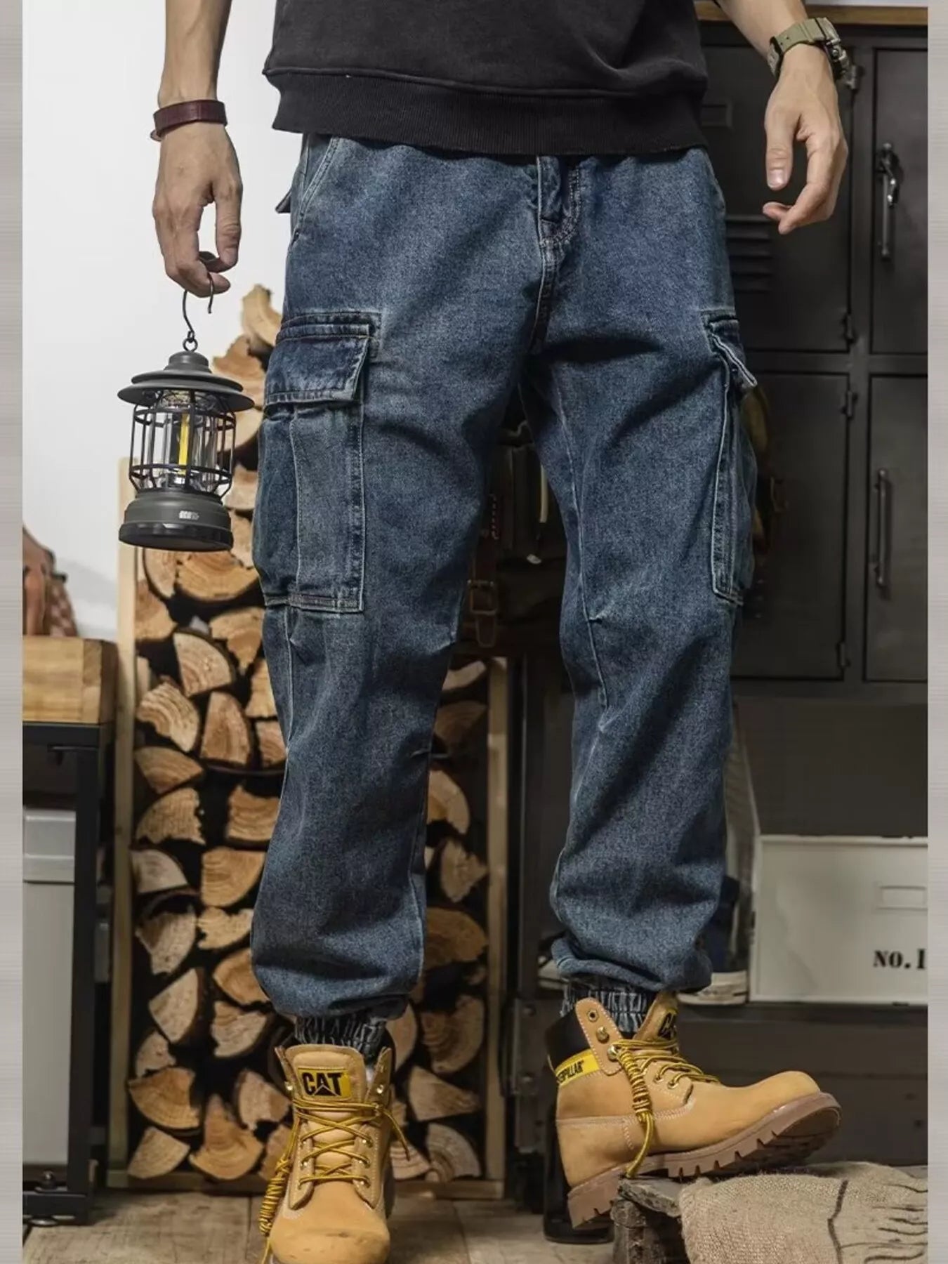 Men's Plus Size Cargo Jeans – Vintage Wash