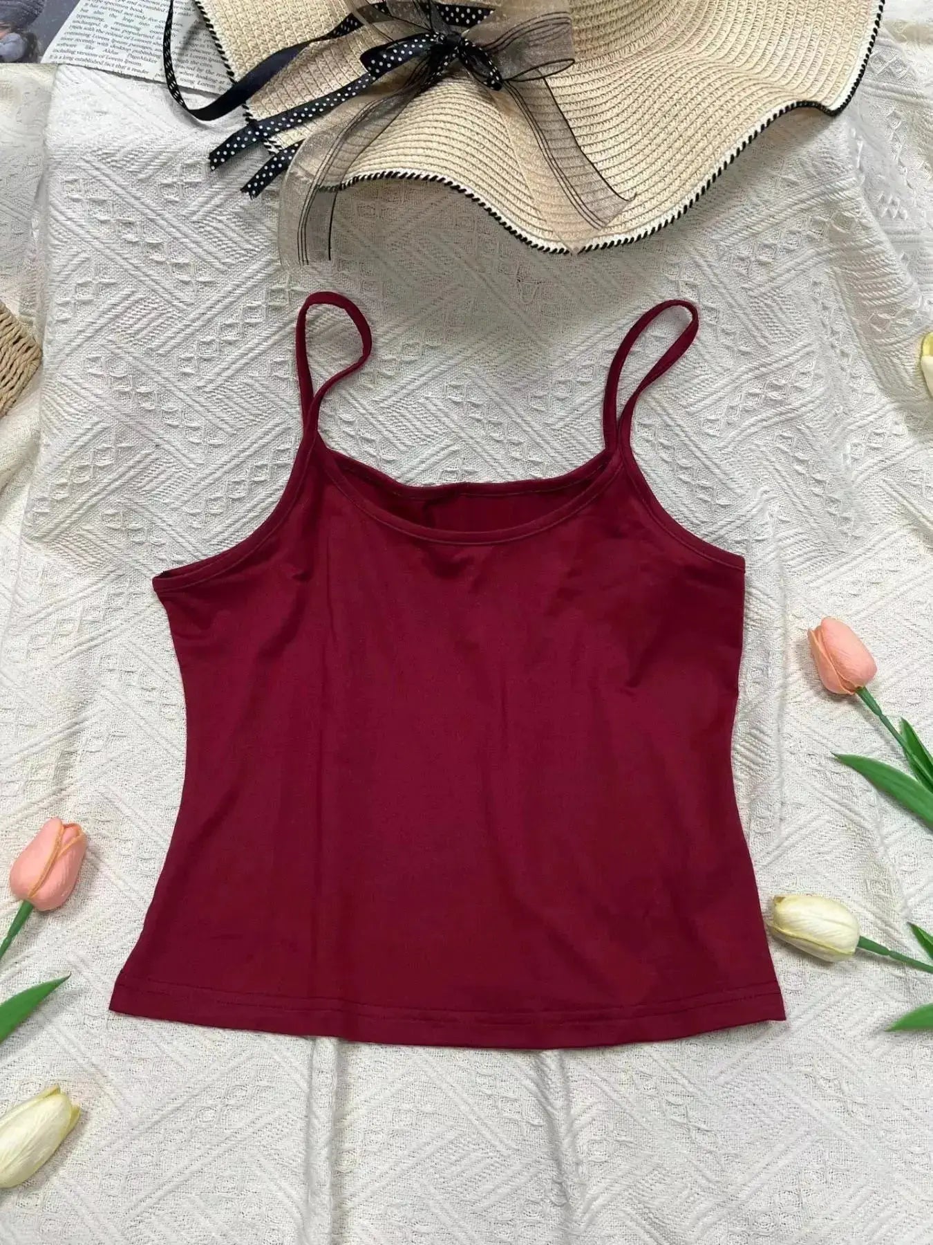 Solid Color Scoop Neck Cami by Parfymia