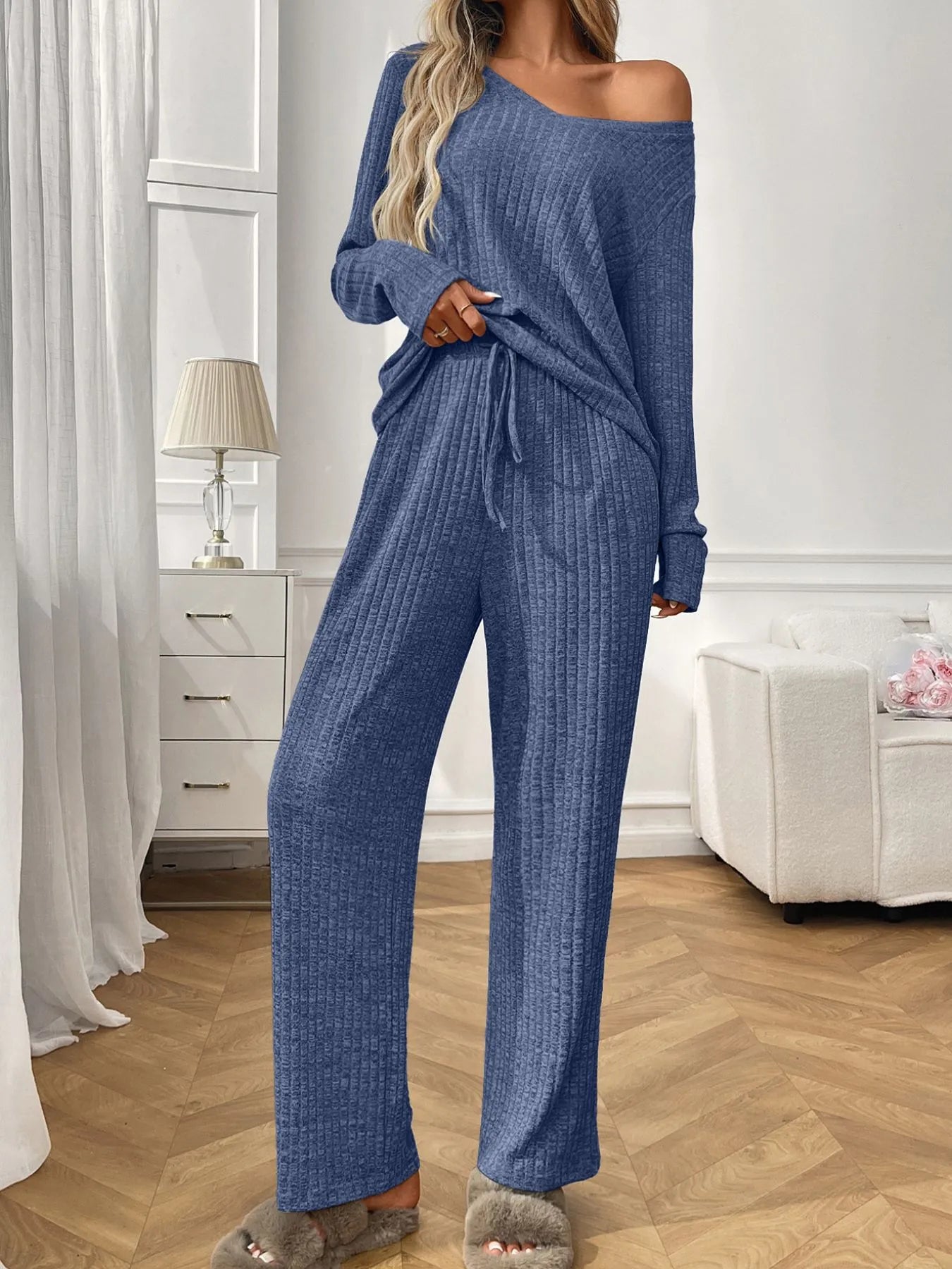 Women's Loungewear Set – Ribbed Long Sleeve