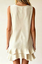 Women's Mini Dress – Ruffle Hem V-Neck