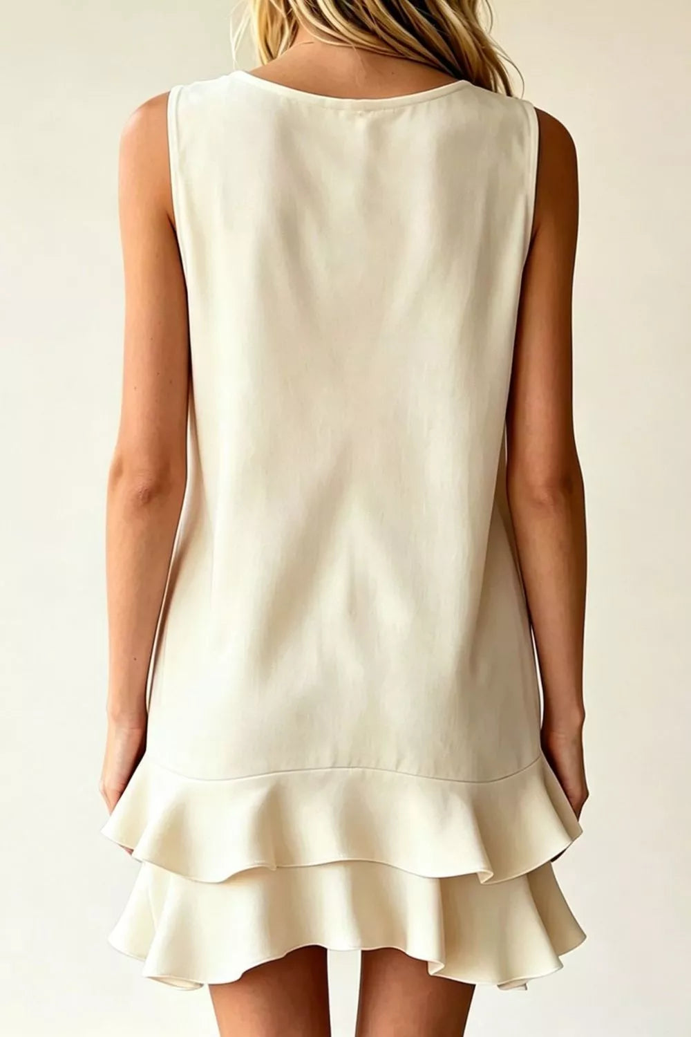 Women's Mini Dress – Ruffle Hem V-Neck