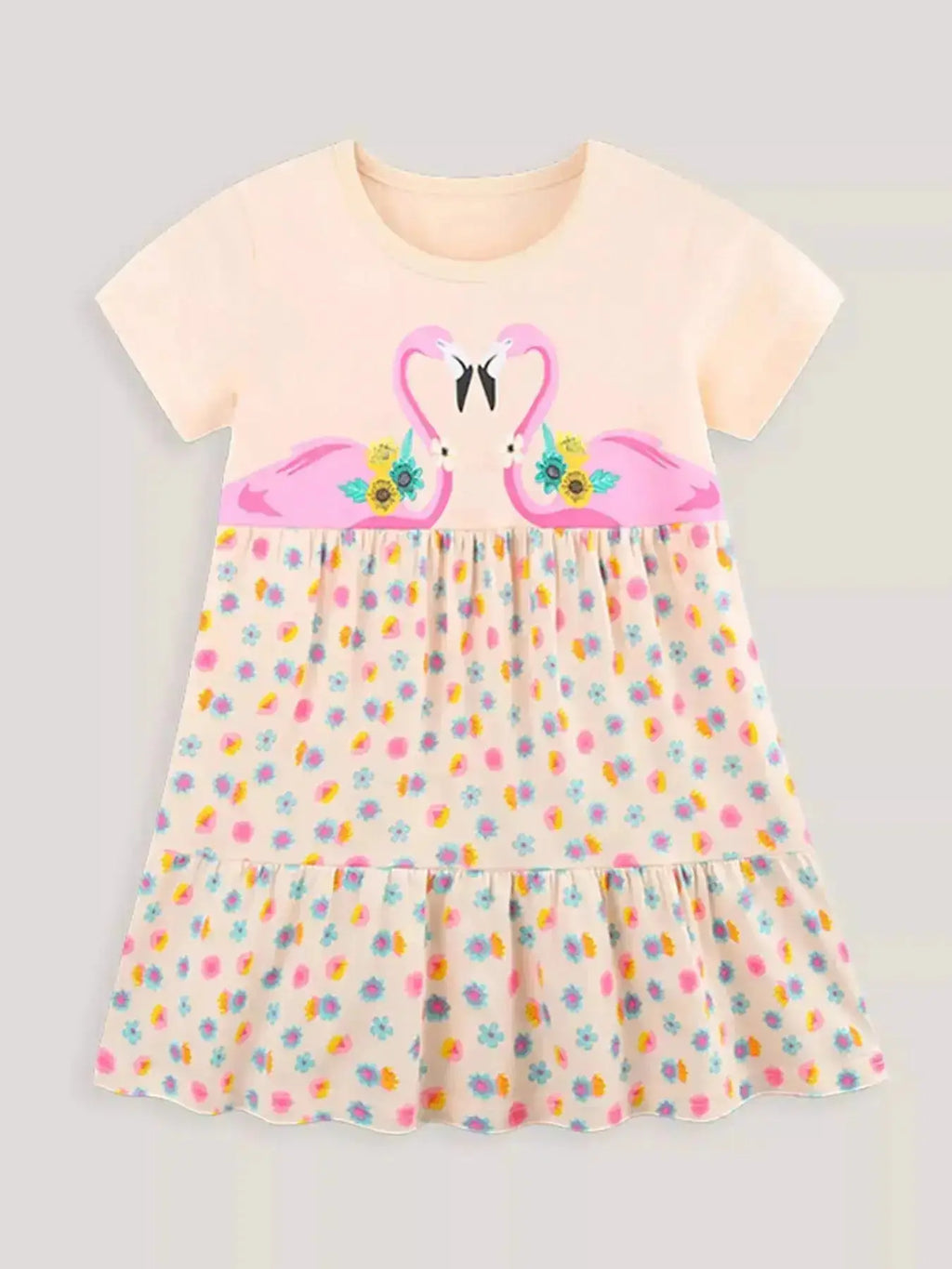 Flamingo Print Casual Dress for Children by Parfymia
