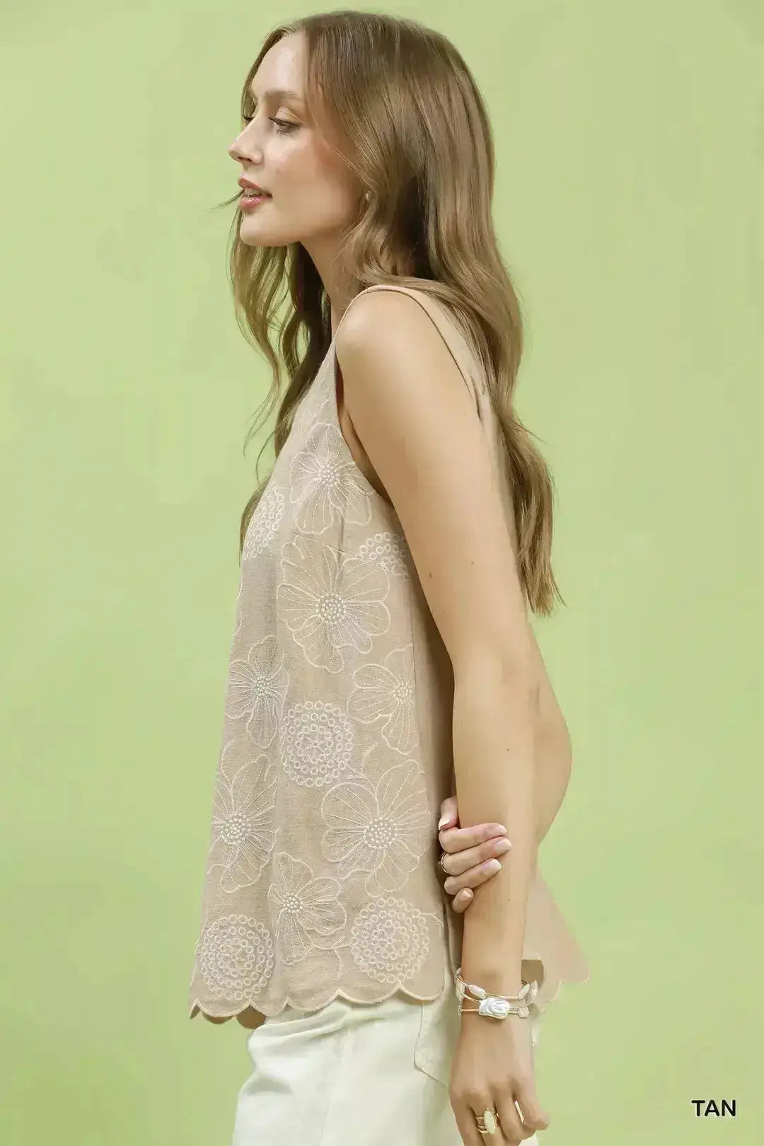 Umgee Floral Embroidered Sleeveless Top by Parfymia