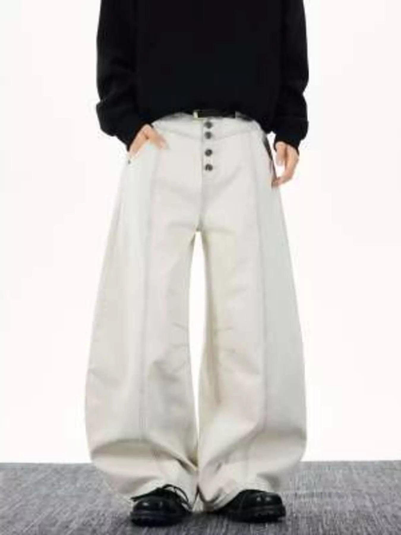 Men's Pants Wide Leg Button-Fly Plus Size
