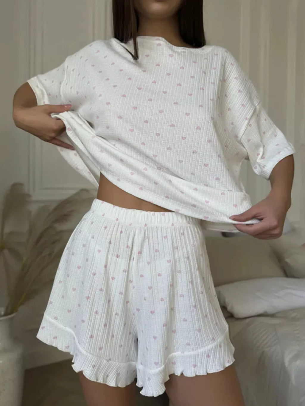 Women's Loungewear Heart Print Lounge Set