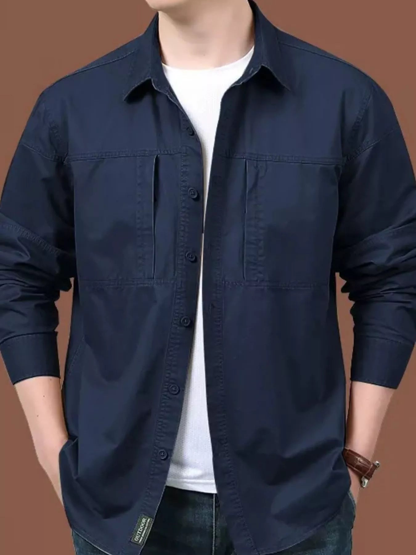 Men's Plus Size Casual Long-Sleeve Shirt