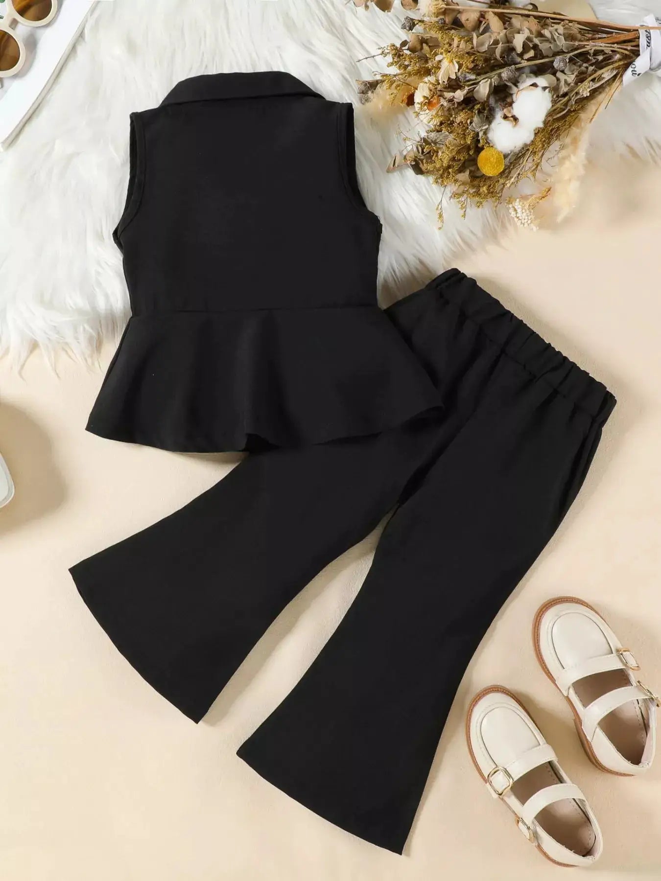Pink Sleeveless Blazer and Flare Pants Two Piece Set for Women — Parfymia