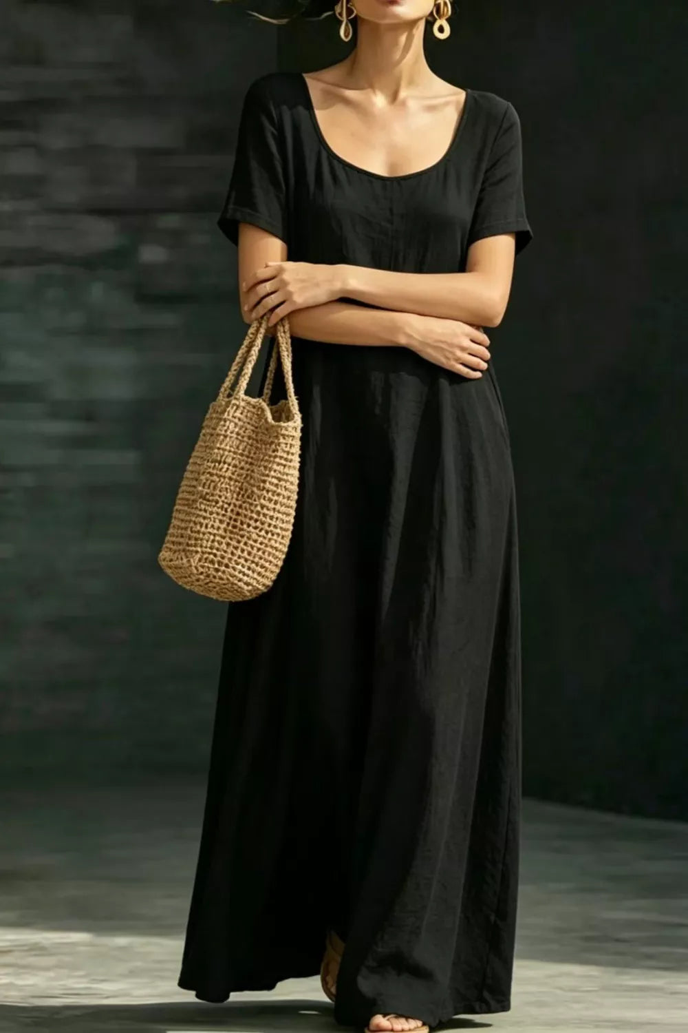 Women's Maxi Dress – Loose Casual Short Sleeve