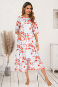 Women's Printed Slit Night Dress with Pockets