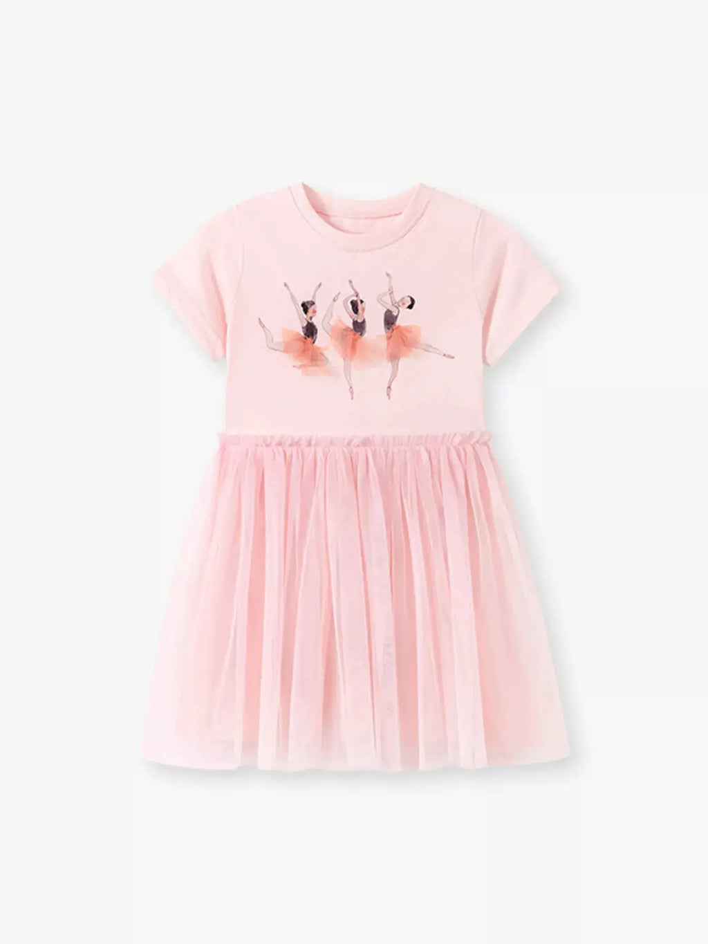 Girls Pink Ballerina Tulle Dress Short Sleeve Ballet Skirt — Parfymia