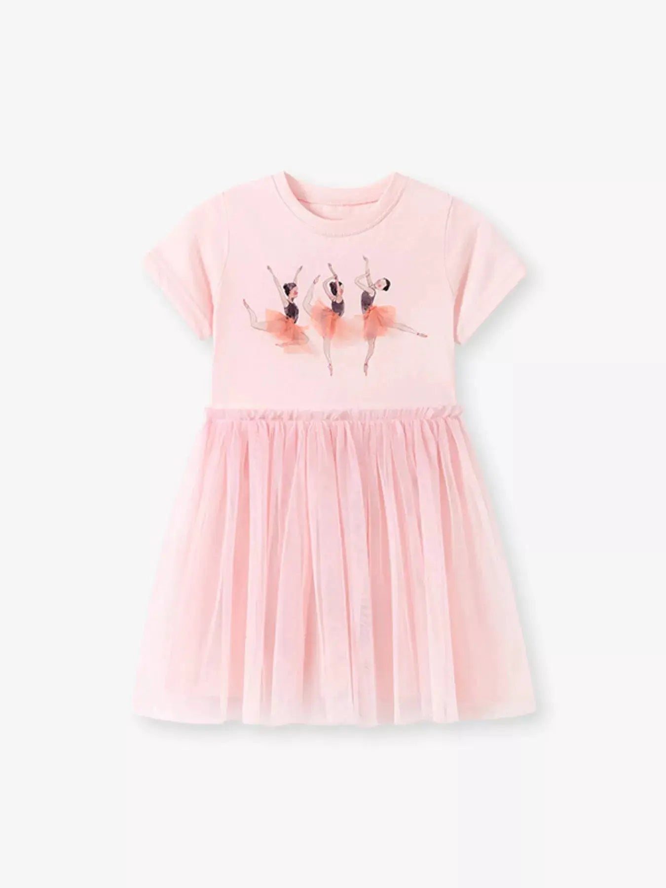 Girls Pink Ballerina Tulle Dress Short Sleeve Ballet Skirt — Parfymia