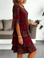 Women's Paisley Print Ruffle Mini Dress Plus Size