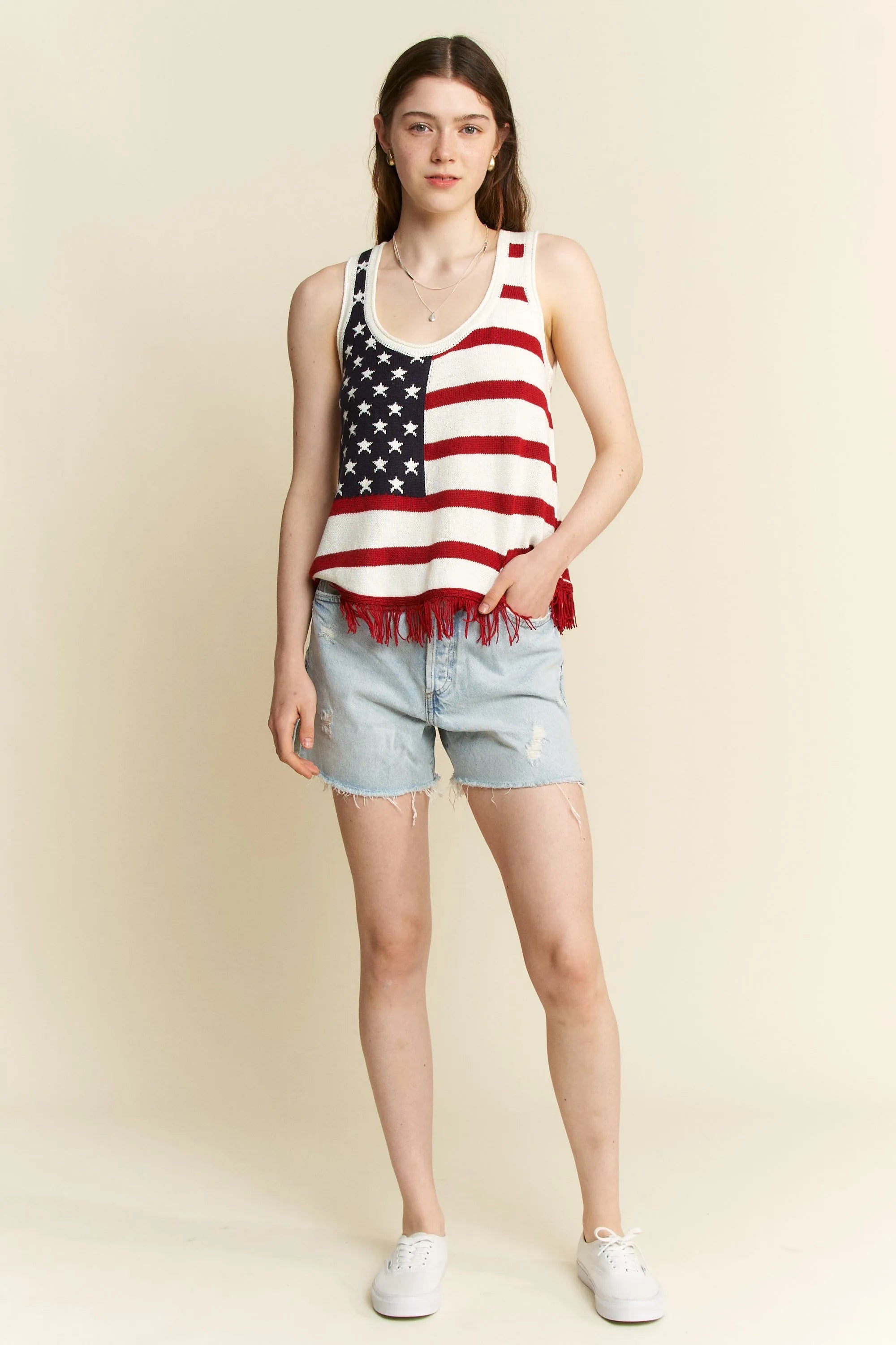 Women's Tank Top – American Flag Fringe