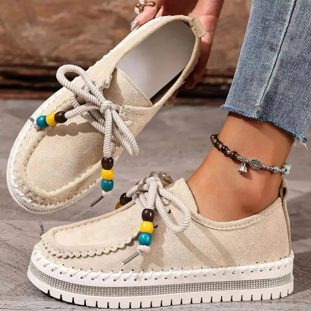 Stylish Suede Round Toe Platform Loafers by Parfymia