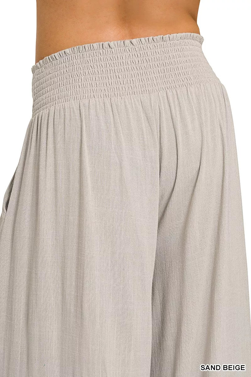 Women's Wide Leg Lounge Pants – Smocked Waistband