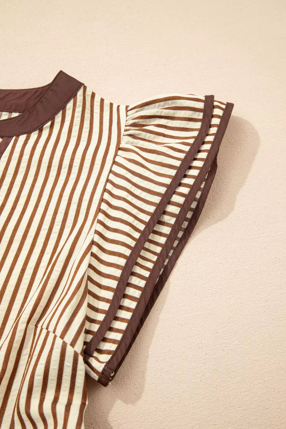 Women's Midi Dress – Striped Flutter Sleeve